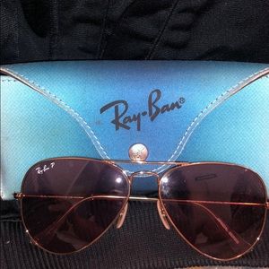 Ray Ban sunglasses with case and cleaning wipe